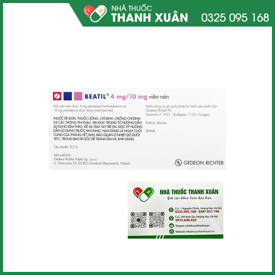 BEATIL 4mg/10mg thuốc điều trị tăng huyết áp vô căn và bệnh mạch vành ổn định